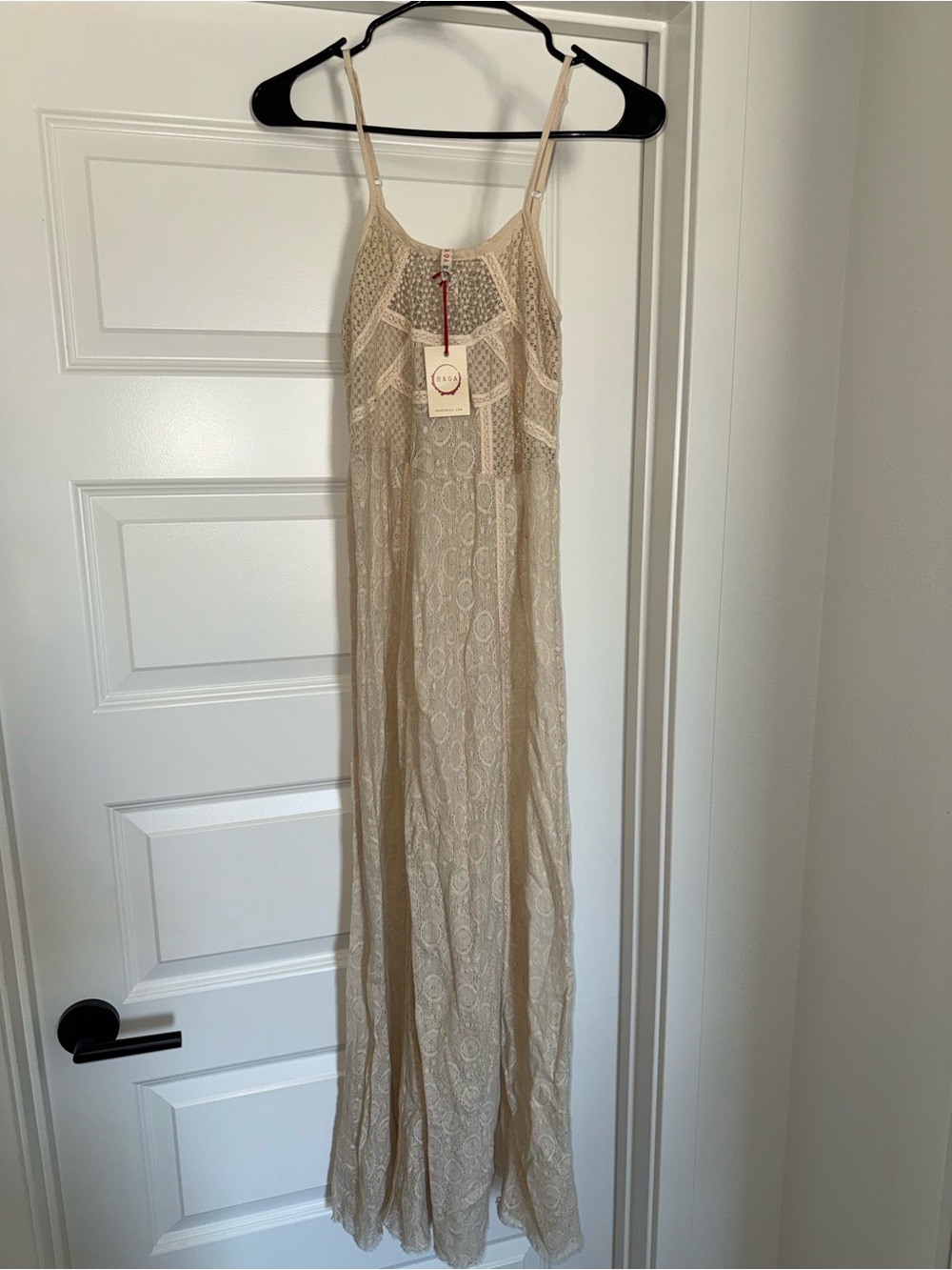 NWT Raga Anthropologie Beige Lace with Romance Coverup Maxi Dress XS